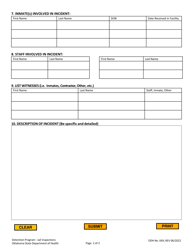 Detention Facility Incident Report Form - Oklahoma, Page 2