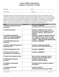 Employee Orientation Checklist - Oregon