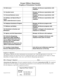 Employee Orientation Checklist - Oregon, Page 2