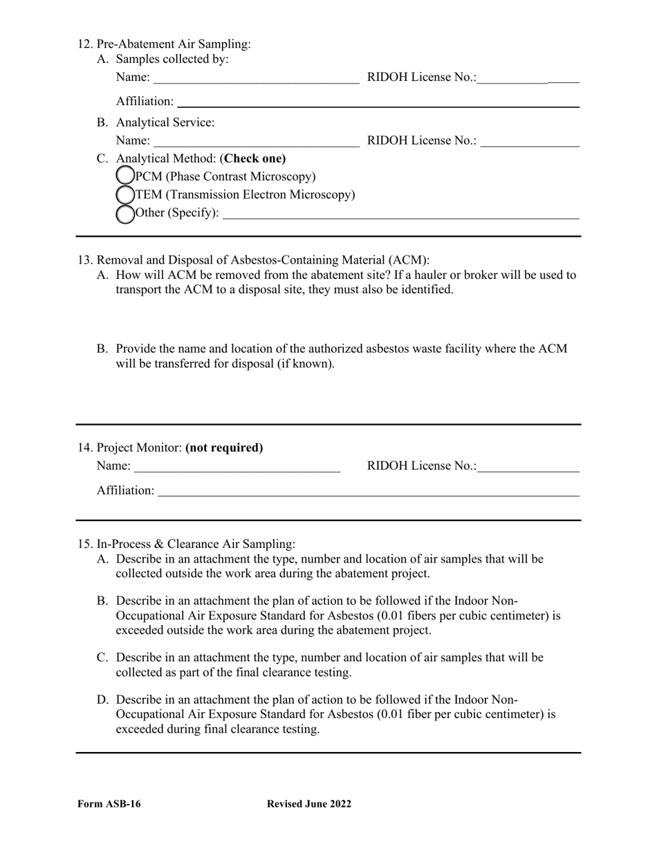 Form ASB-16 Abatement Plan Application - Rhode Island, Page 4