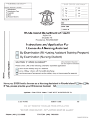 Document preview: Application for License as a Nursing Assistant by Examination - Rhode Island