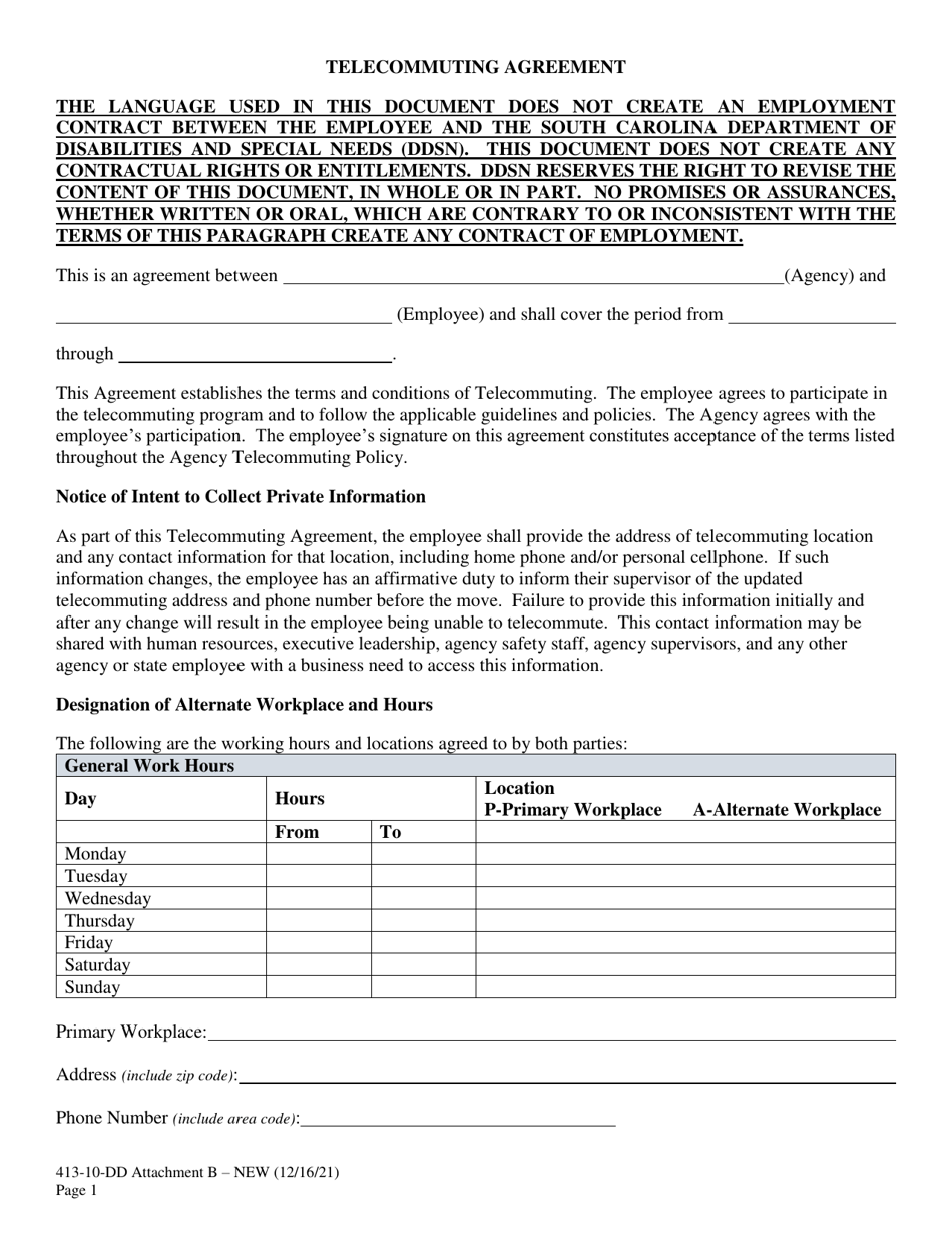 South Carolina Telecommuting Agreement Fill Out Sign Online and South Carolina Telecommuting Agreement Fill Out Sign Online and