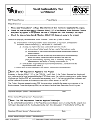 DHEC Form 3236 Fiscal Sustainability Plan Certification - South Carolina