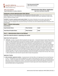 Form ARW-CBGN1 Administrative Rule Waiver Application - High School Credit Before Grade Nine - South Dakota