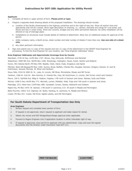 Form DOT-200 (SD Form 0929) Application for Utility Permit - South Dakota, Page 2