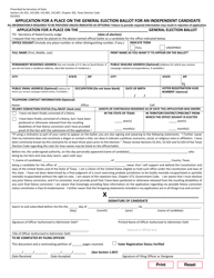 Document preview: Form 2-14 Application for a Place on the General Election Ballot for an Independent Candidate - Texas (English/Spanish)