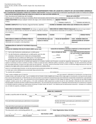 Form 2-14 Application for a Place on the General Election Ballot for an Independent Candidate - Texas (English/Spanish), Page 3