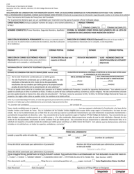 Form 2-16 Declaration of Write-In Candidacy for General Election for State and County Officers - Texas (English/Spanish), Page 4