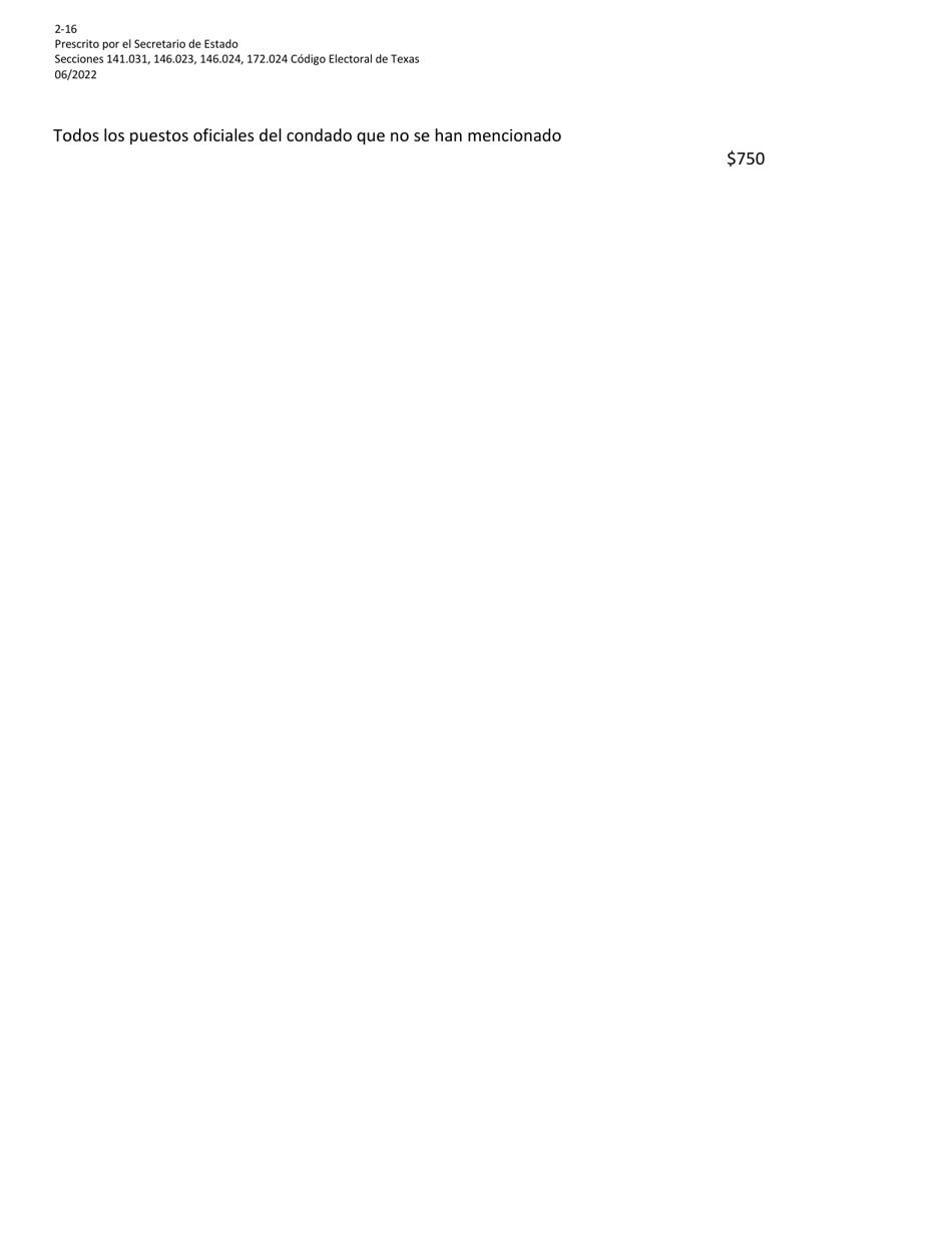 Form 2-16 Declaration of Write-In Candidacy for General Election for State and County Officers - Texas (English / Spanish), Page 7