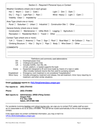 PUC Form FM221 Electric and Communication Incident Report - Oregon, Page 2