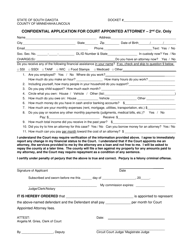 Document preview: Confidential Application for Court Appointed Attorney - 2nd Circuit Only - South Dakota