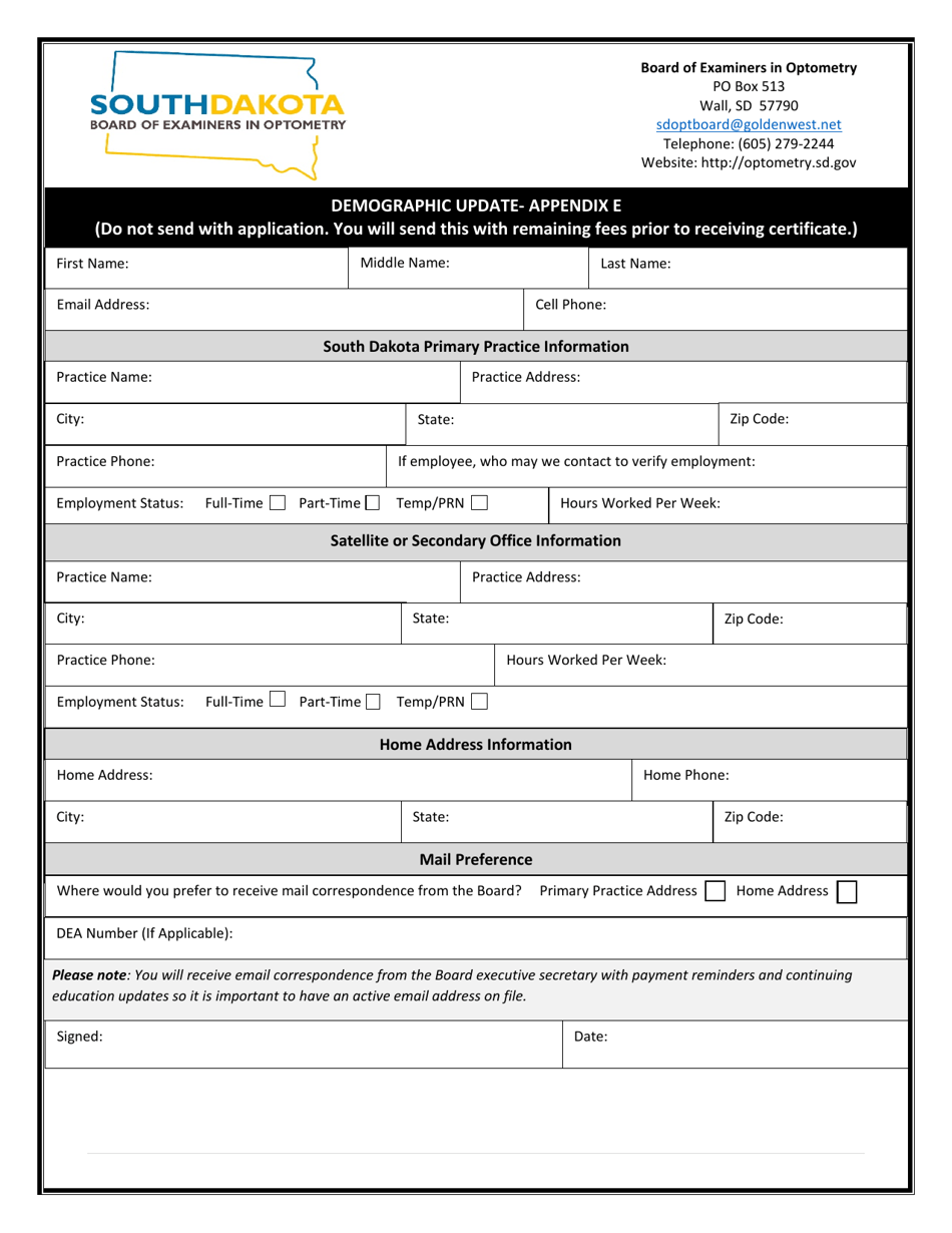 Optometry License Application - South Dakota, Page 12