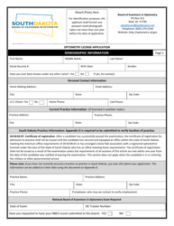 Optometry License Application - South Dakota, Page 2