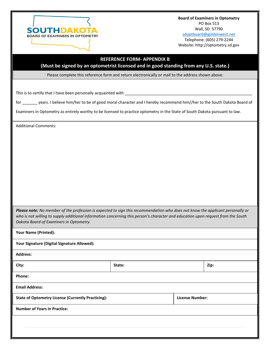 Optometry License Application - South Dakota, Page 8