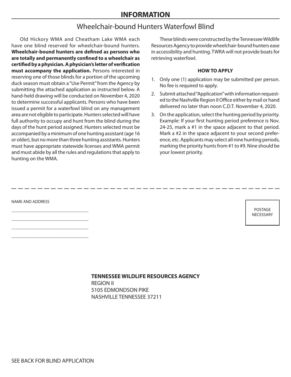 Form WR-0714 Old Hickory Wheelchair Blind Application - Tennessee, Page 2