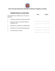 Hazardous Materials Technician Individual Compliance Training Worksheet - Oregon, Page 7