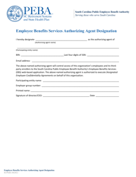Document preview: Employee Benefits Services Authorizing Agent Designation - South Carolina