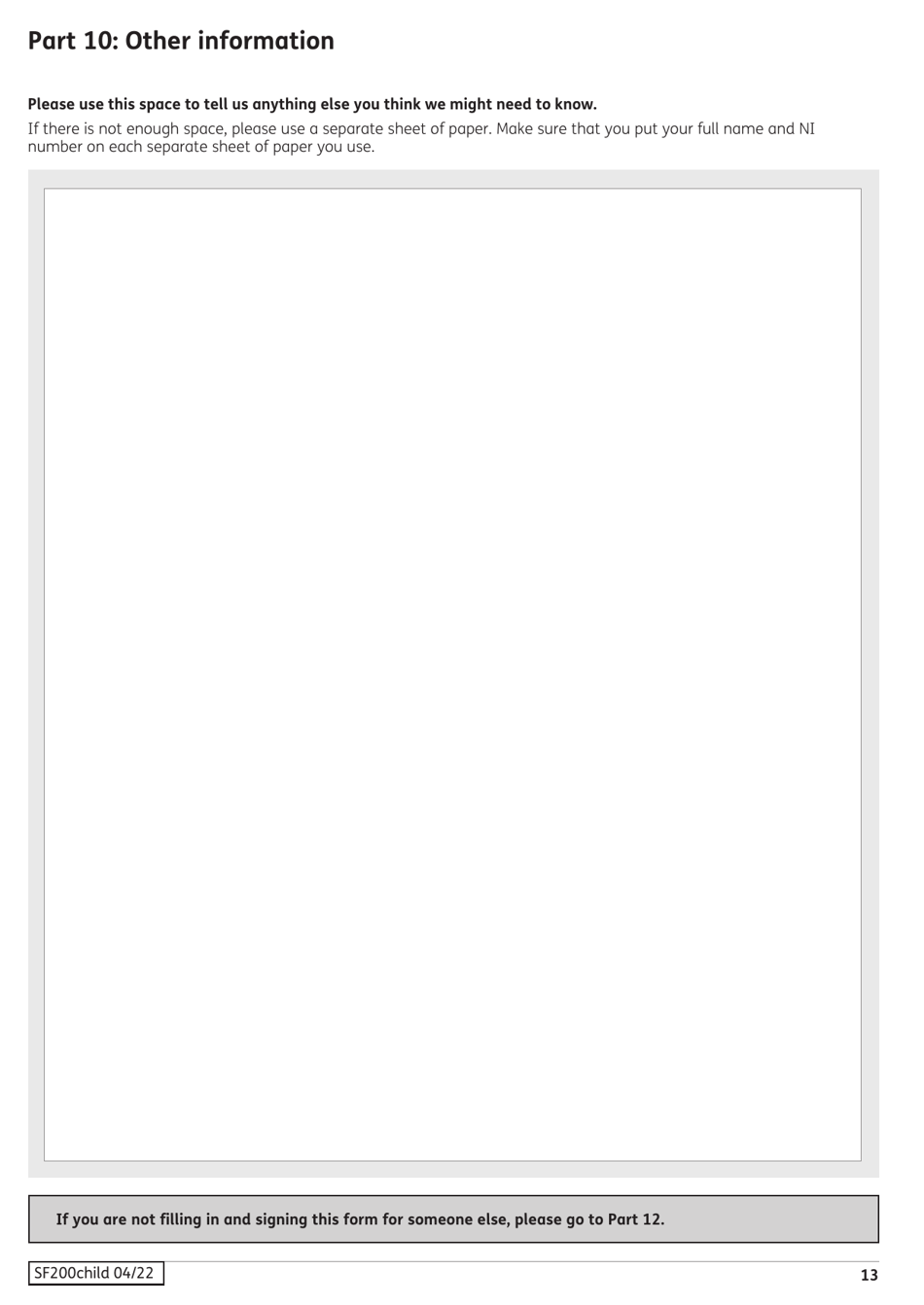 Form SF200CHILD Social Fund Funeral Expenses Payment for a Child - United Kingdom, Page 14