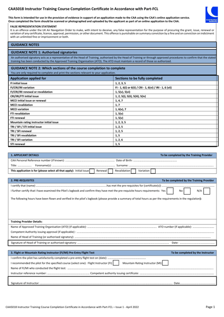 Form CAA5018  Printable Pdf