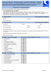 Form SRG1136 Examiner&#039;s Record - F1 Authorisation Test/Check Schedules - Airships - United Kingdom