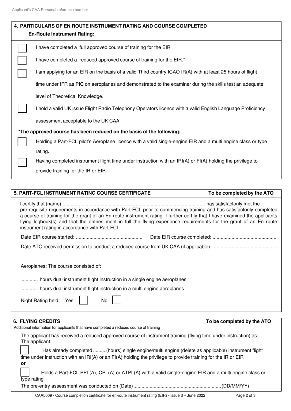 Form CAA5009 Download Fillable PDF or Fill Online Course Completion ...