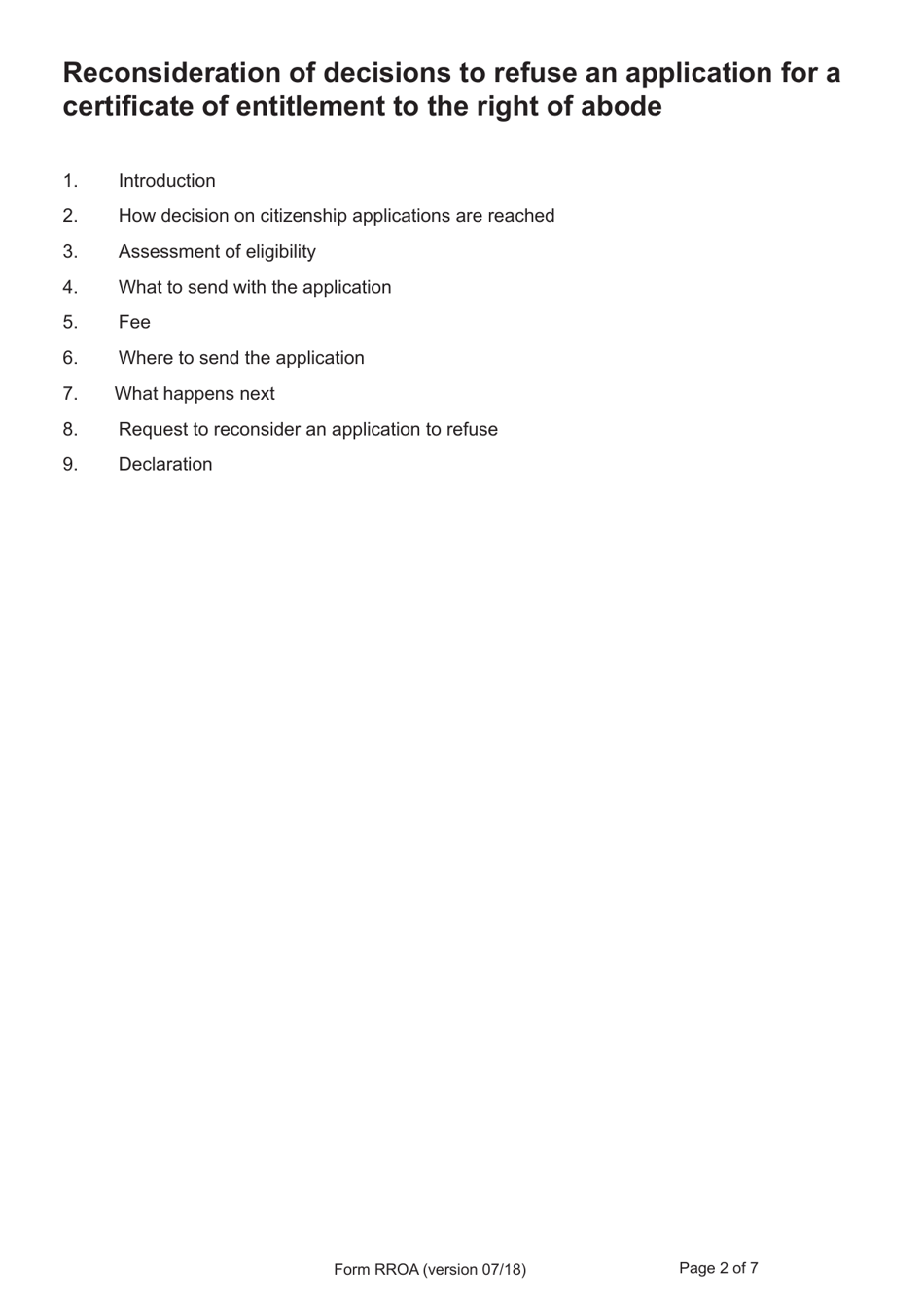 Form RROA Application to Reconsider a Decision for a Certificate of Entitlement to the Right of Abode in the United Kingdom - United Kingdom, Page 2