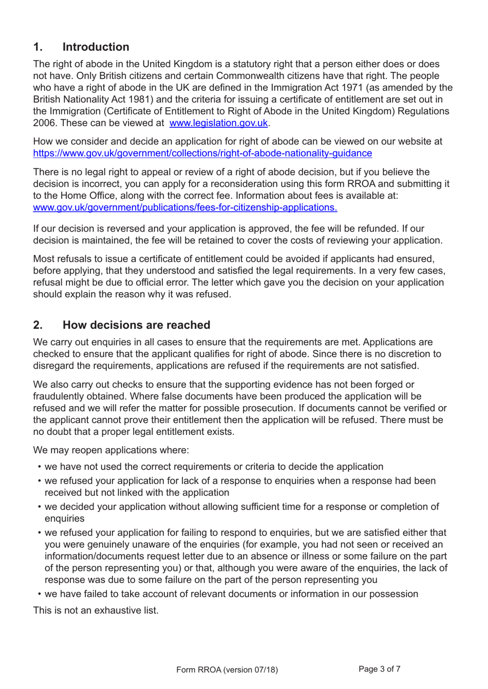 Form RROA Application to Reconsider a Decision for a Certificate of Entitlement to the Right of Abode in the United Kingdom - United Kingdom, Page 3