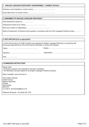 Form SRG1426 Air Traffic Controllers Licence - Notification of the Revalidation or Renewal of an English Language Proficiency Endorsement - United Kingdom, Page 2