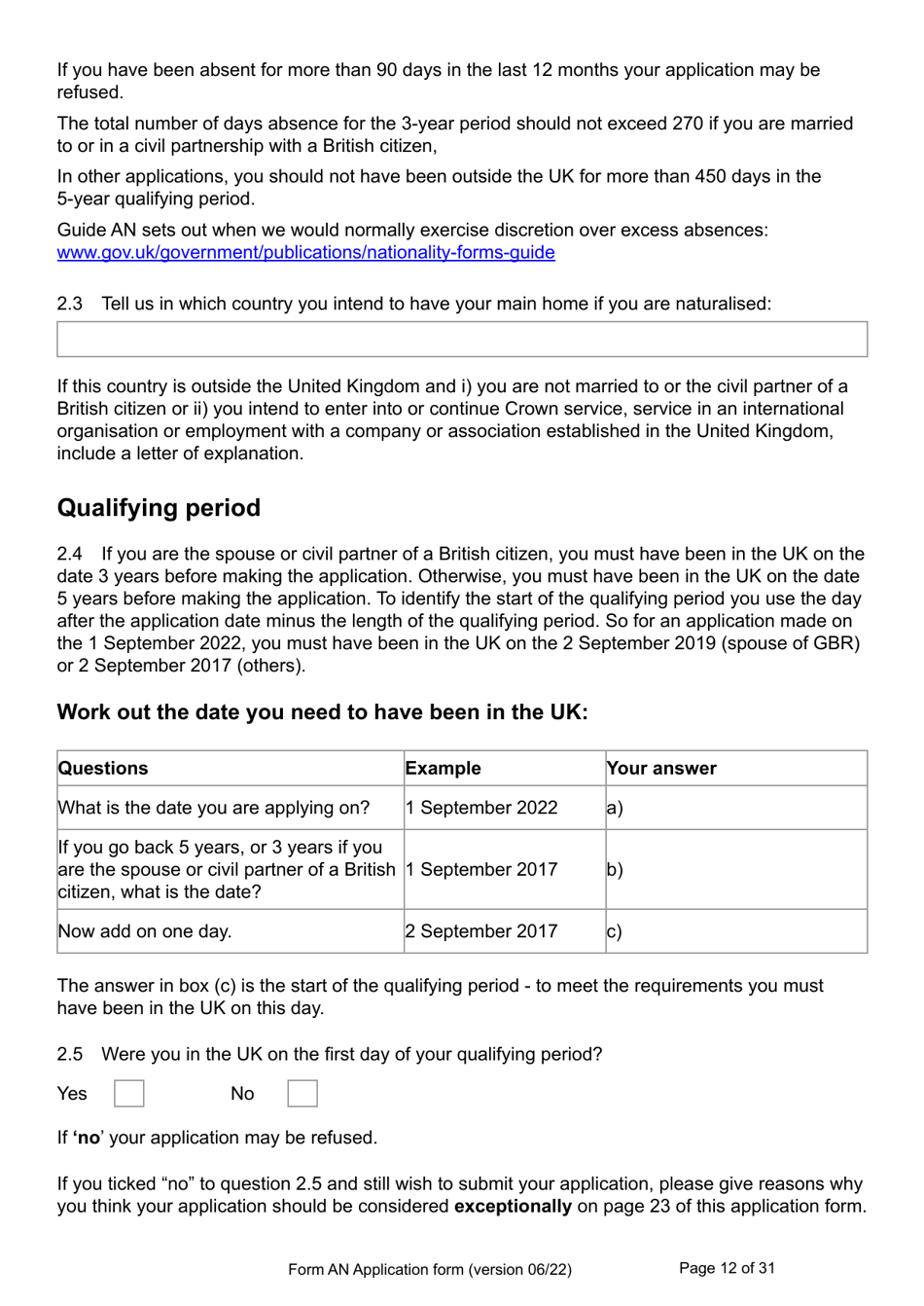 Form AN Application for Naturalisation as a British Citizen - United Kingdom, Page 12
