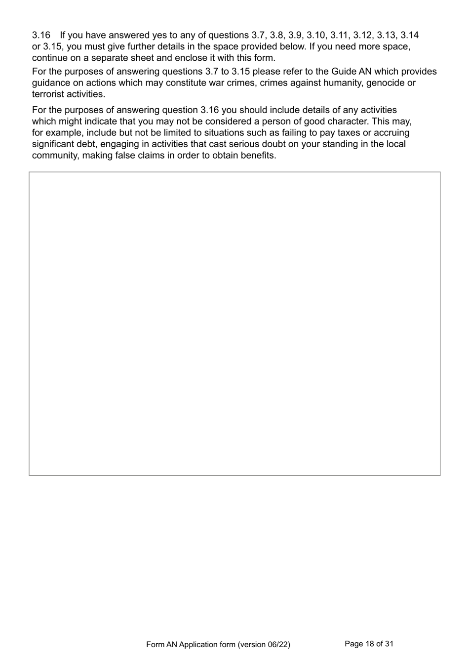 Form AN Application for Naturalisation as a British Citizen - United Kingdom, Page 18