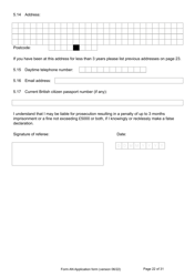 Form AN Application for Naturalisation as a British Citizen - United Kingdom, Page 22