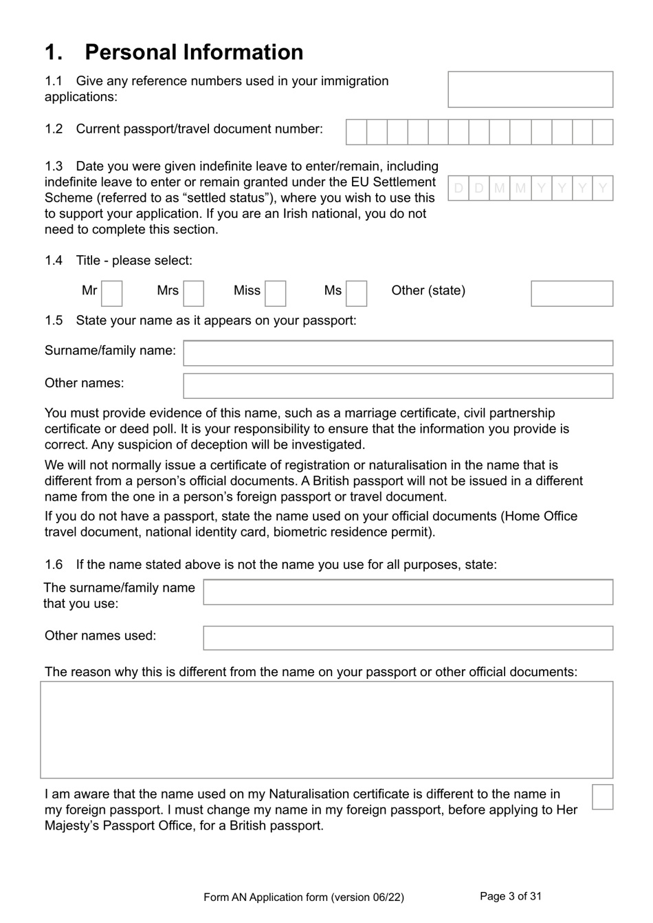 Form AN Download Printable PDF or Fill Online Application for ...