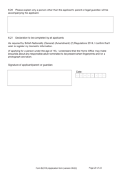 Form B(OTA) Application for Registration as a British Citizen by British Overseas Territories Citizen, British Overseas Citizen, British Protected Person, British Subject (Under the British Nationality Act 1981), British National (Overseas) - United Kingdom, Page 20