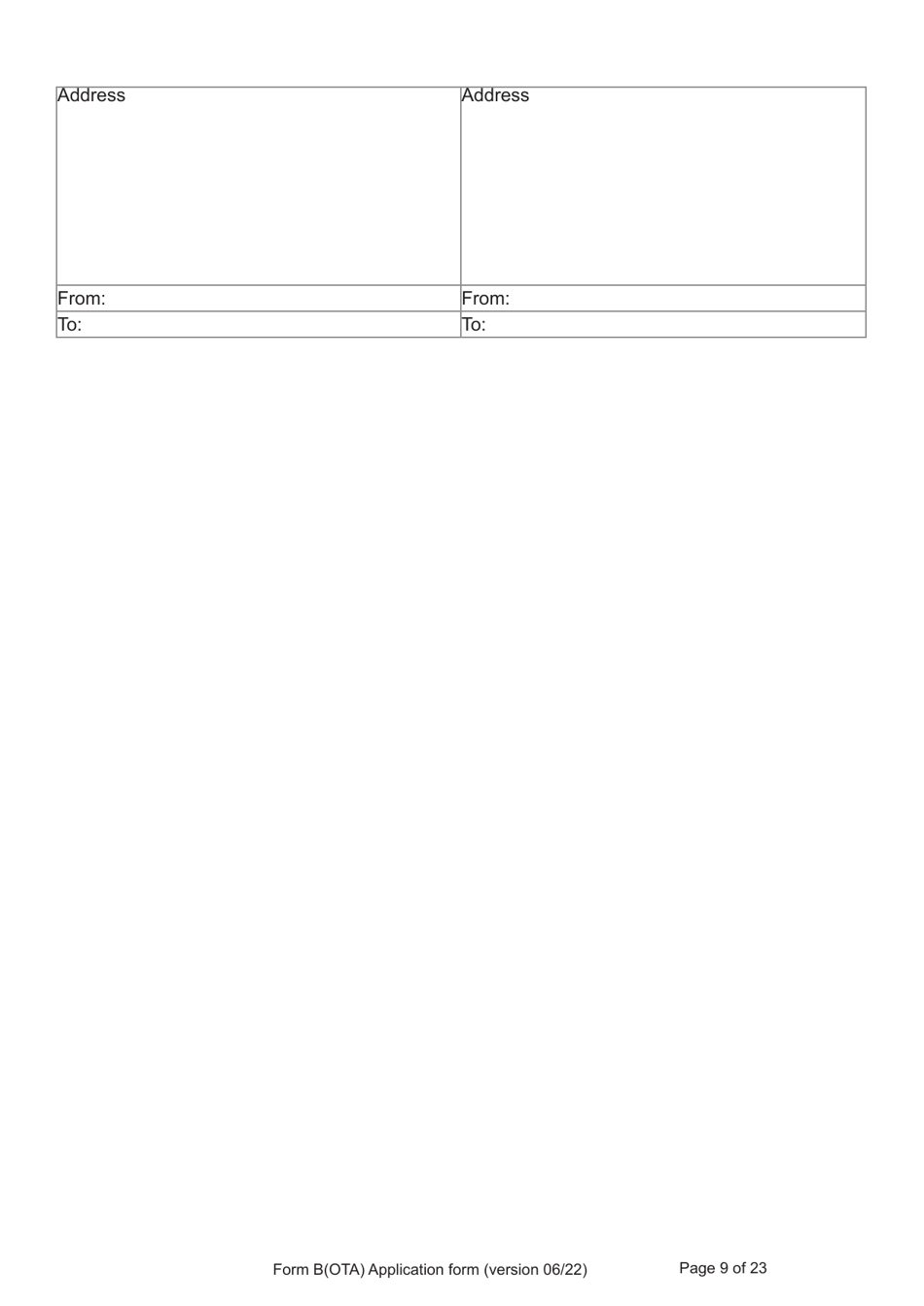 Form B(OTA) Application for Registration as a British Citizen by British Overseas Territories Citizen, British Overseas Citizen, British Protected Person, British Subject (Under the British Nationality Act 1981), British National (Overseas) - United Kingdom, Page 9