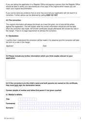 Form BC2 Application Form to Correct the Details on a Birth Registration - United Kingdom, Page 3