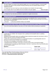 Electoral Registration Form for a Crown Servant or British Council Employee - United Kingdom, Page 4