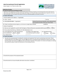 Lake Encroachment Permit Application - Vermont