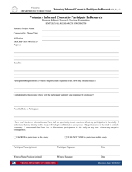 Form 3 &quot;Voluntary Informed Consent to Participate in Research&quot; - Virginia