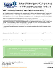 Form EMS.TR.997 State of Emergency Competency Verification Guidance for Emr - Virginia, Page 5