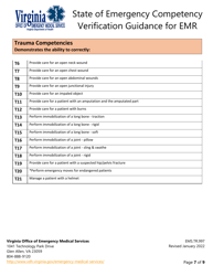 Form EMS.TR.997 State of Emergency Competency Verification Guidance for Emr - Virginia, Page 8