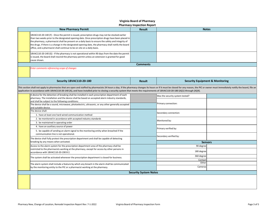Pharmacy New, Change of Location, Remodel Inspection Report - Virginia, Page 3