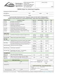 Document preview: Form AGR-3028 Wsda Order for Veterinary Supplies - Washington
