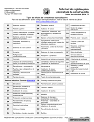 Formulario F625-001-999 Solicitud De Registro Para Contratista De Construccion - Washington (Spanish), Page 5
