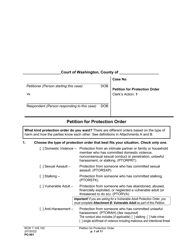 Form PO001 Petition for Protection Order - Washington