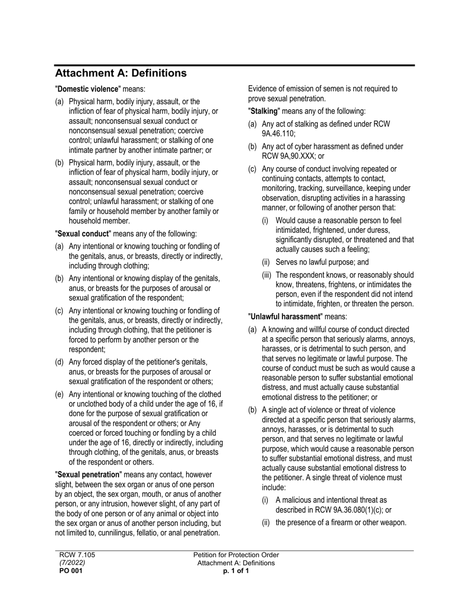 Form PO001 Petition for Protection Order - Washington, Page 12