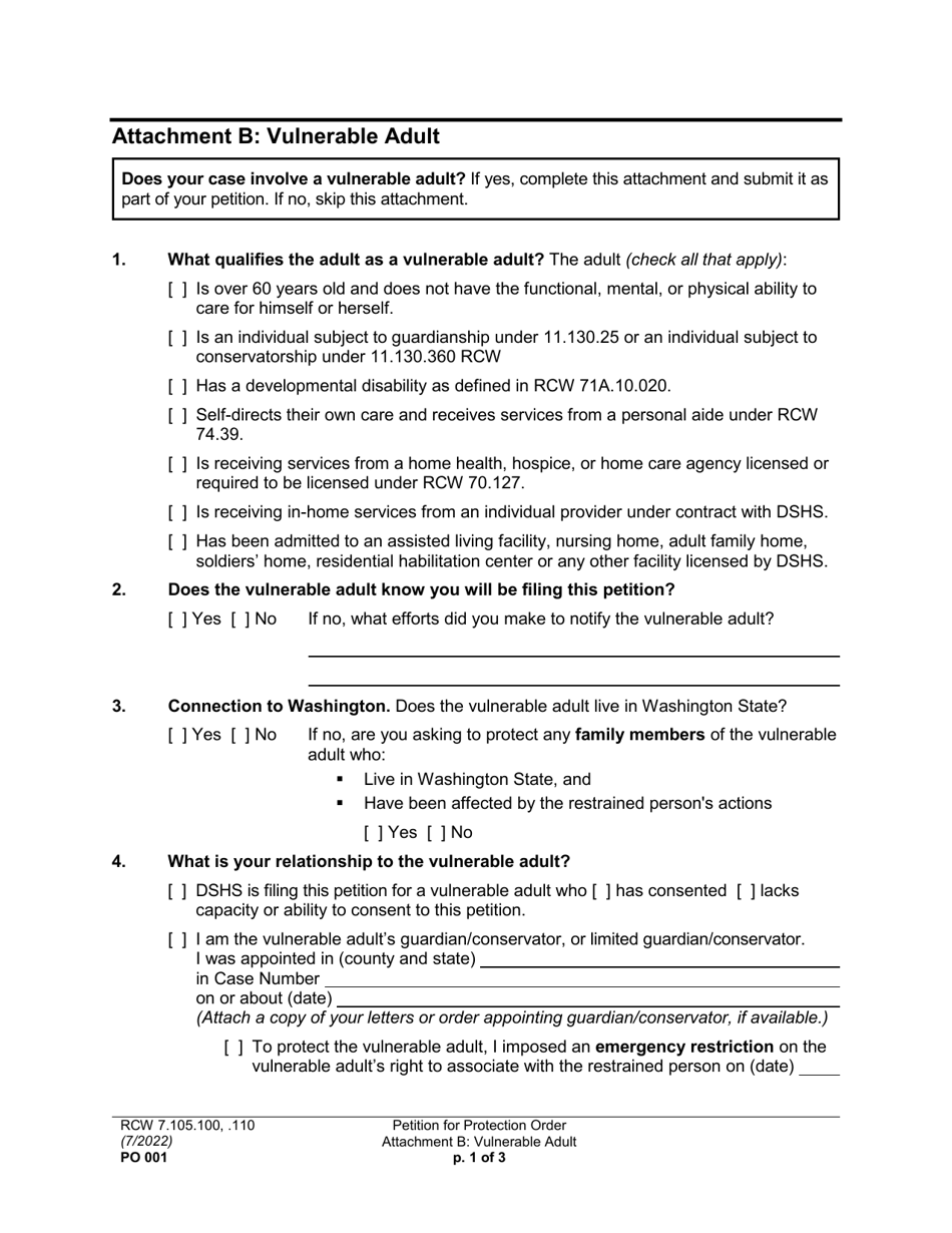 Form PO001 Petition for Protection Order - Washington, Page 13