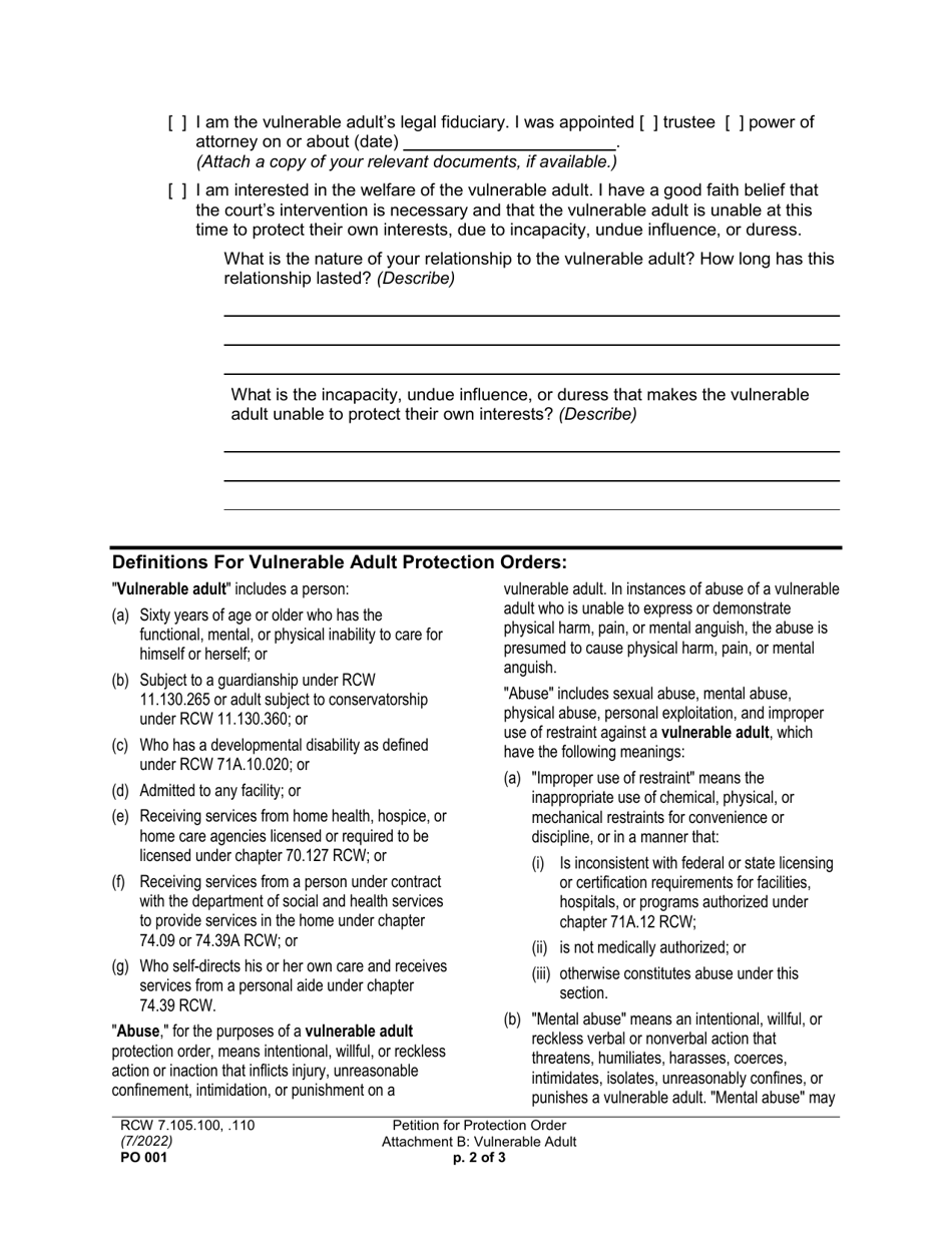 Form PO001 Petition for Protection Order - Washington, Page 14