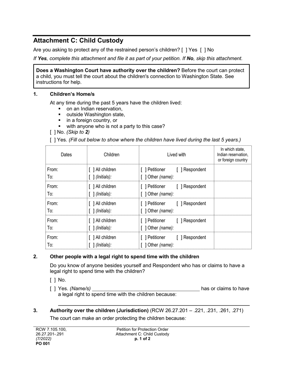 Form PO001 Petition for Protection Order - Washington, Page 16