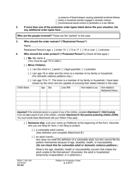 Form PO001 Petition for Protection Order - Washington, Page 2