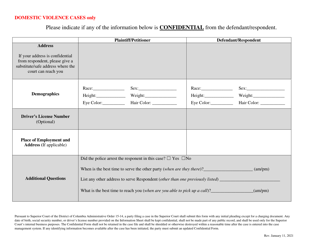 Confidential Information Form - Washington, D.C., Page 3
